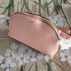 Peach belt/cross body bag